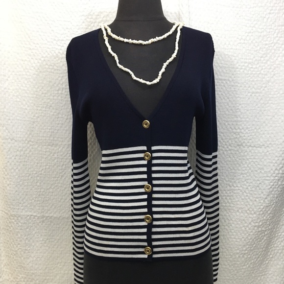 St. John Tops - ST JOHN Navy Striped